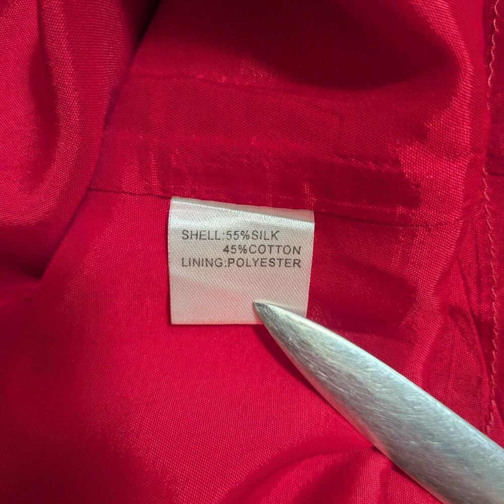 Trio New York red silk‑cotton blend midi slip dress, size 12 - Picture 5 of 8